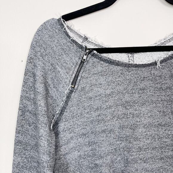 Vimmia Colorblock French Terry Sweatshirt Side Zip Heather Gray Black Womens S - Picture 3 of 8